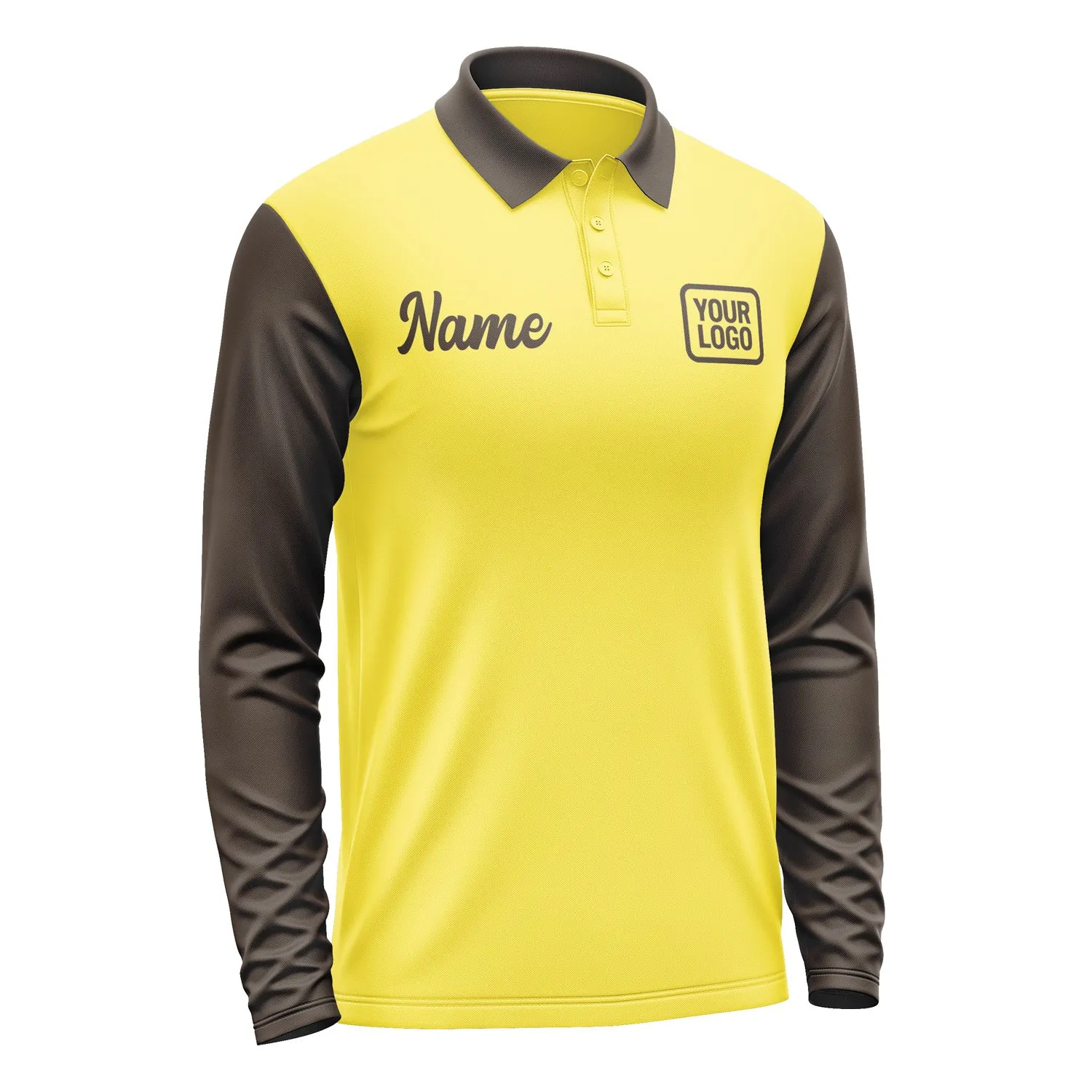 Custom Light Yellow Brown Long Sleeve Polo Shirt sold by Tailorly product image thumbnail 4