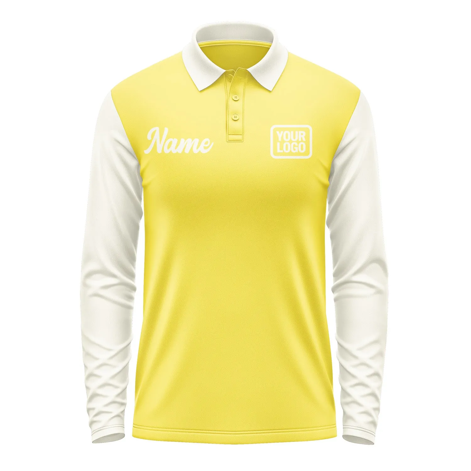 Custom Light Yellow Cream Long Sleeve Polo Shirt sold by Tailorly product image thumbnail 2