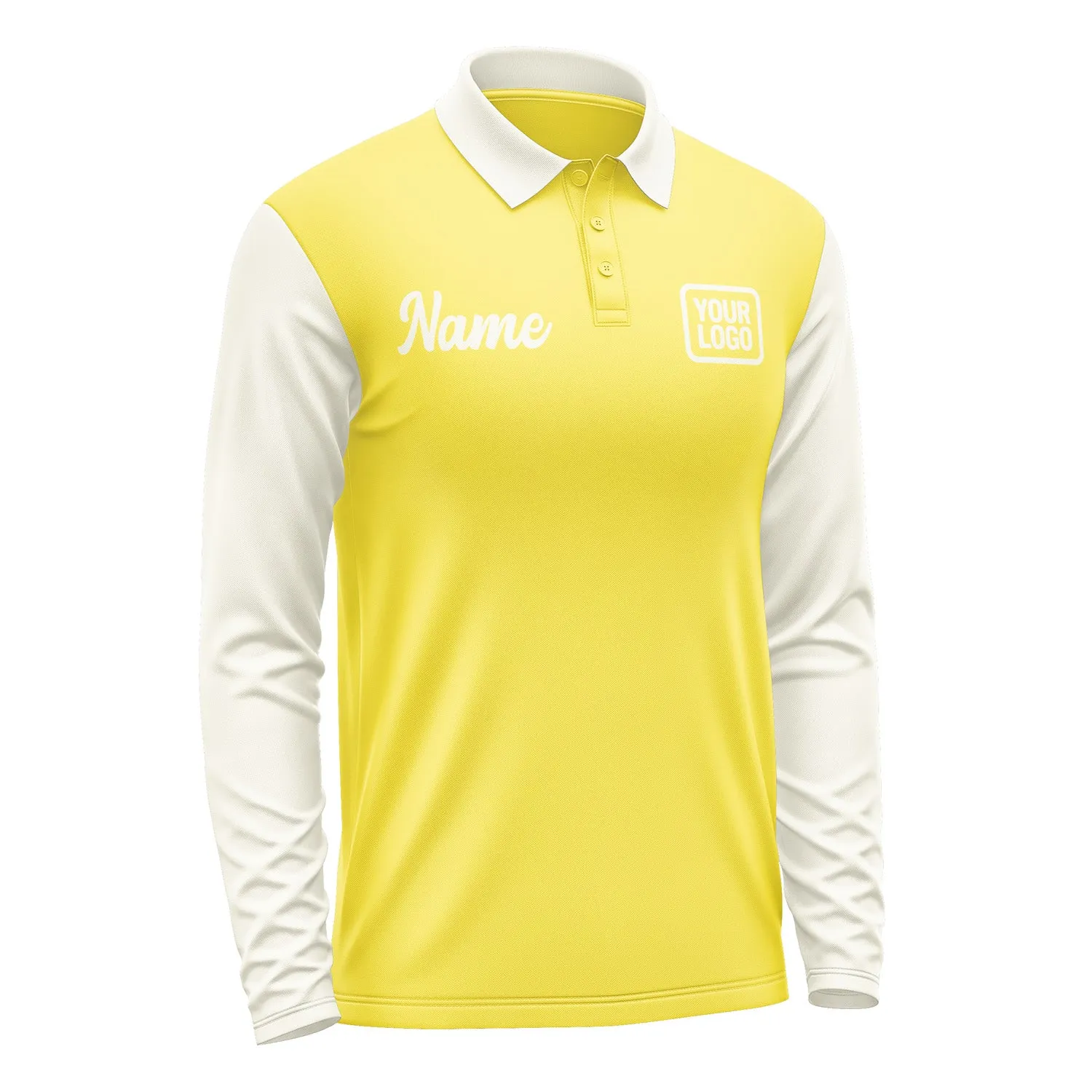 Custom Light Yellow Cream Long Sleeve Polo Shirt sold by Tailorly product image thumbnail 4