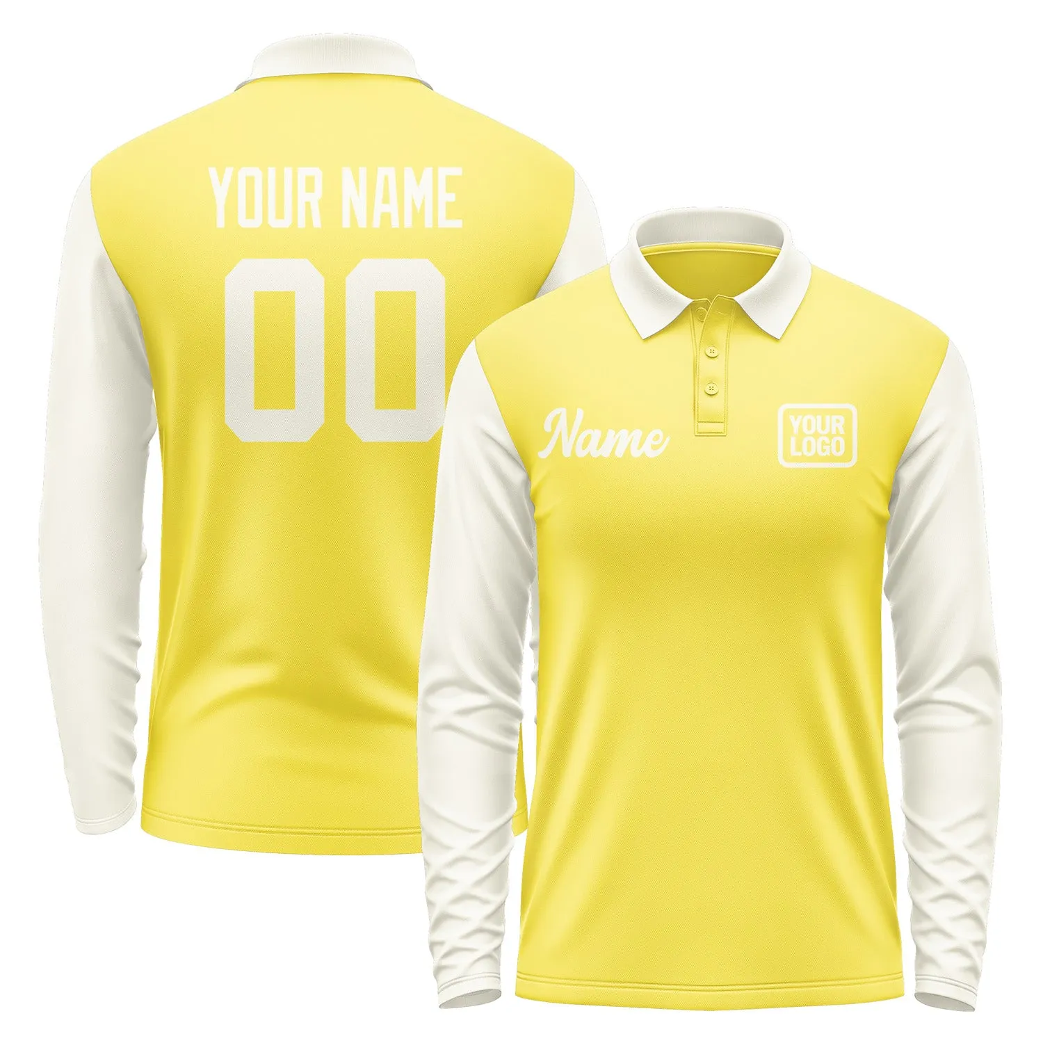 Custom Light Yellow Cream Long Sleeve Polo Shirt sold by Tailorly