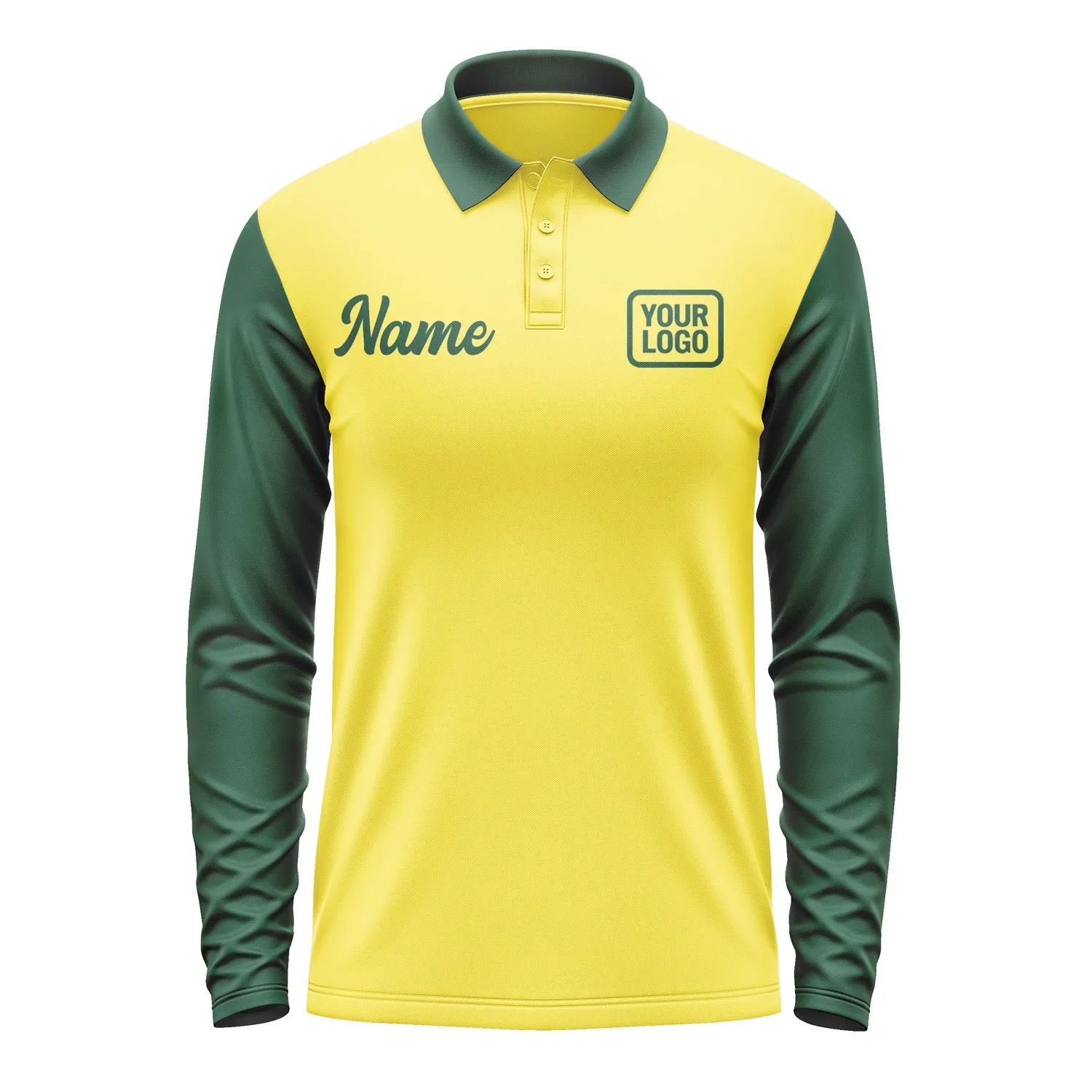 Custom Light Yellow Green Long Sleeve Polo Shirt sold by Tailorly product image thumbnail 2