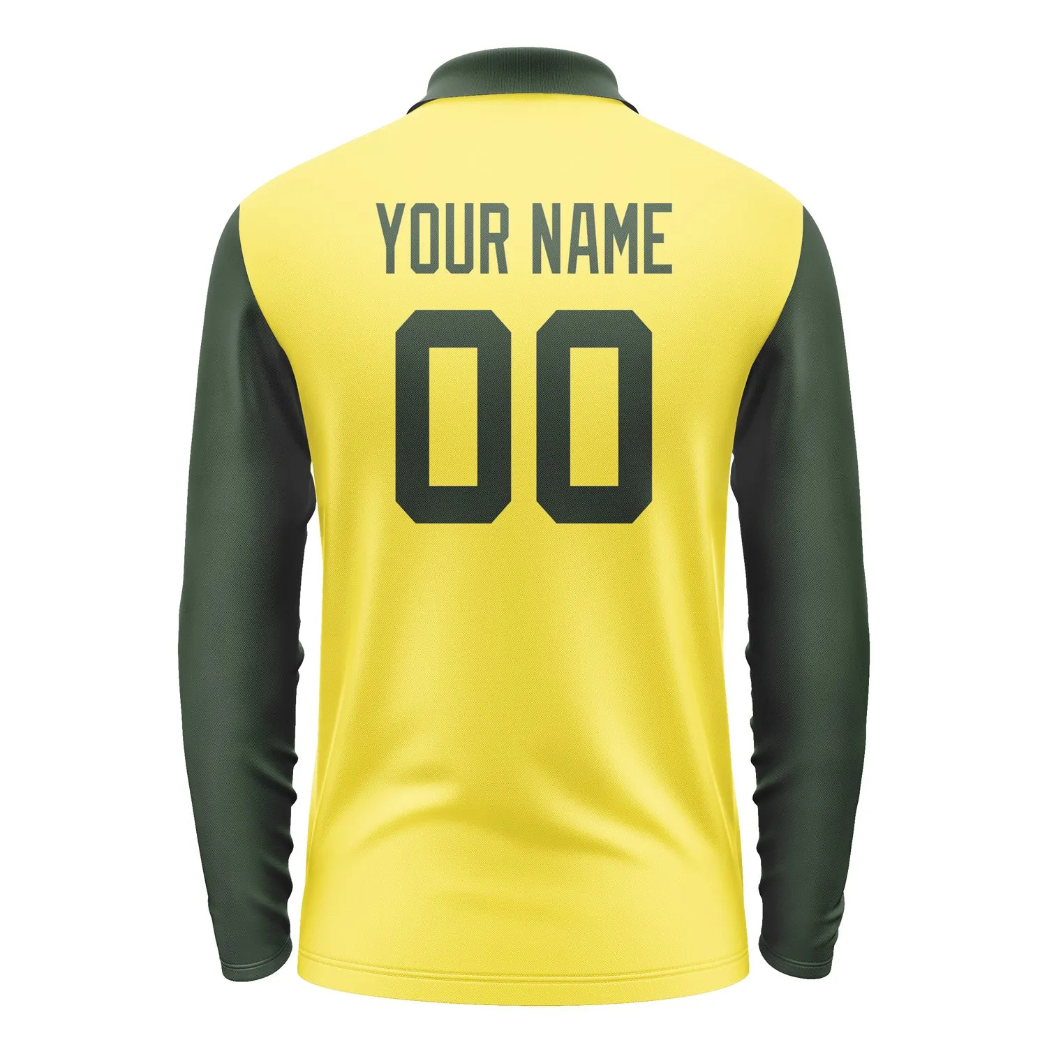 Custom Light Yellow Dark Green Long Sleeve Polo Shirt sold by Tailorly product image thumbnail 3
