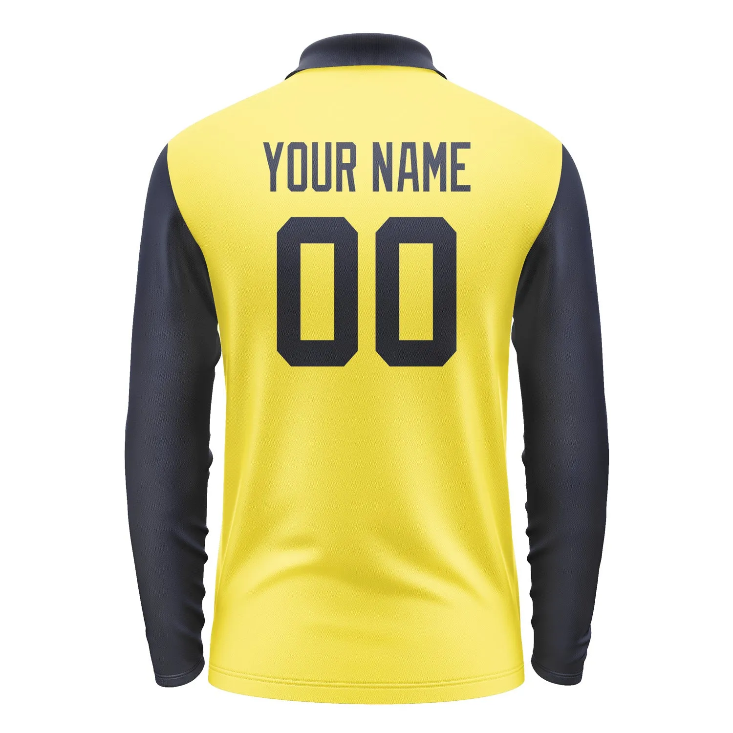 Custom Light Yellow Navy Long Sleeve Polo Shirt sold by Tailorly product image thumbnail 3