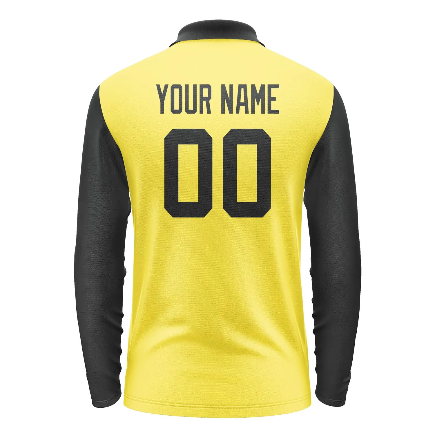 Custom Light Yellow Black Long Sleeve Polo Shirt sold by Tailorly product image thumbnail 3