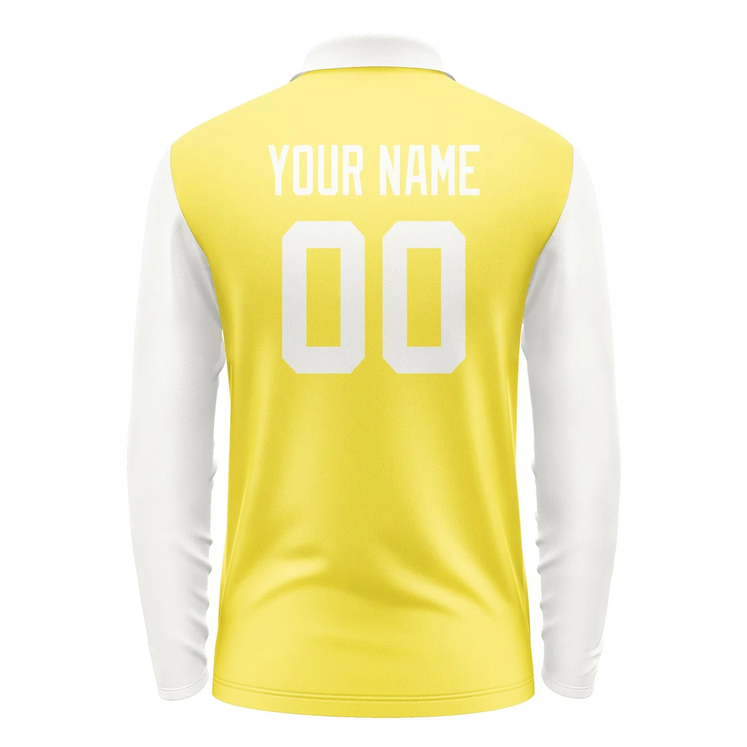 Custom Light Yellow White Long Sleeve Polo Shirt sold by Tailorly product image thumbnail 3