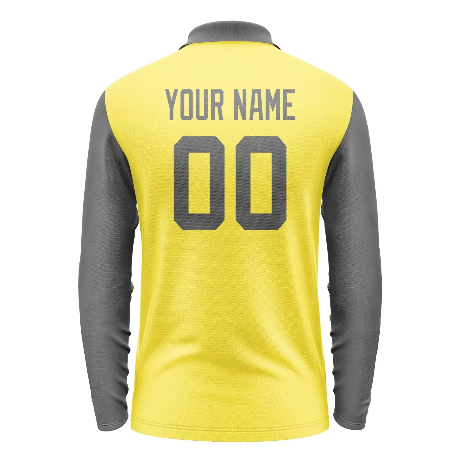 Custom Light Yellow Dark Grey Long Sleeve Polo Shirt sold by Tailorly product image thumbnail 3