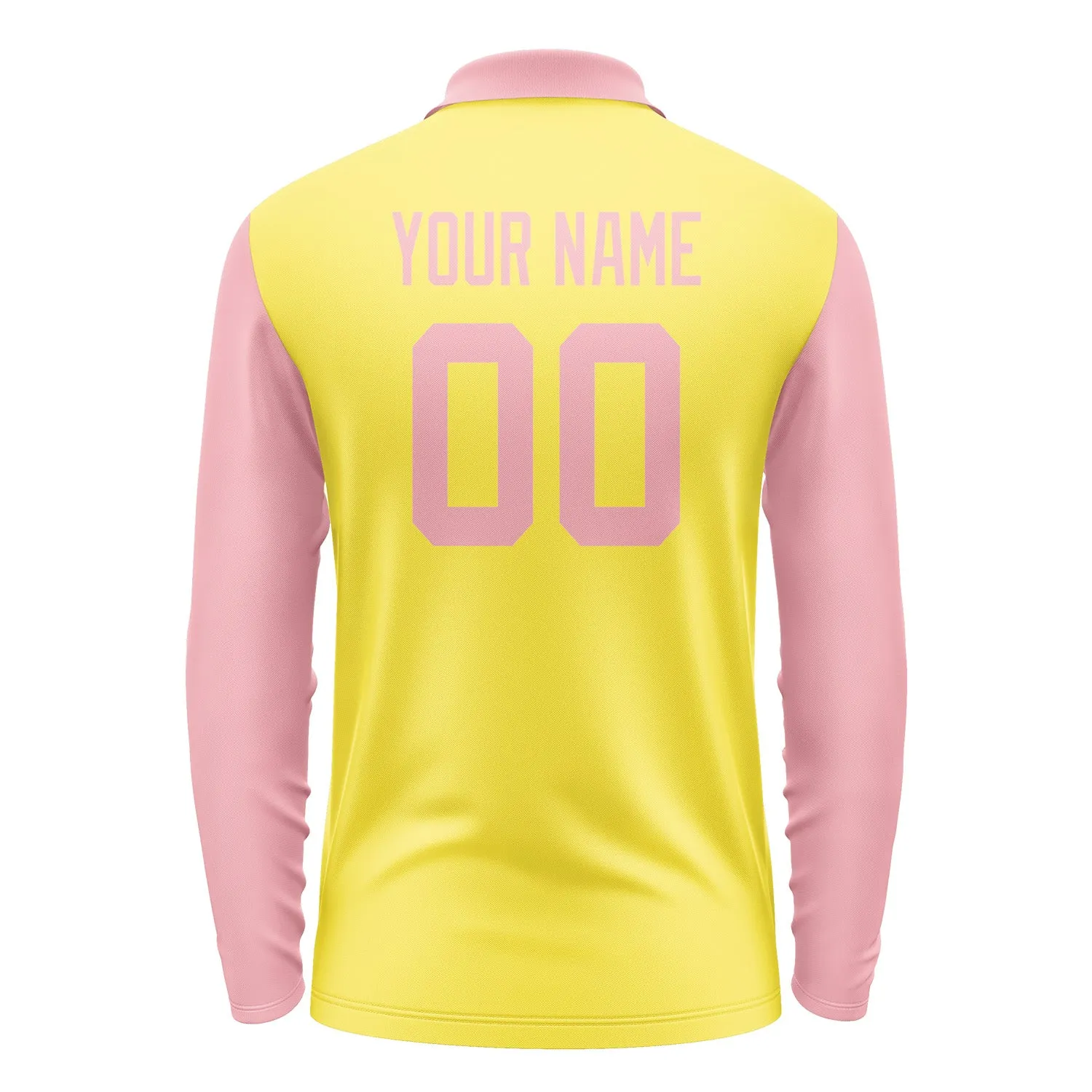 Custom Light Yellow Light Pink Long Sleeve Polo Shirt sold by Tailorly product image thumbnail 3