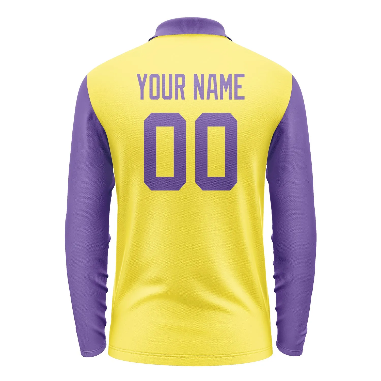Custom Light Yellow Light Purple Long Sleeve Polo Shirt sold by Tailorly product image thumbnail 3
