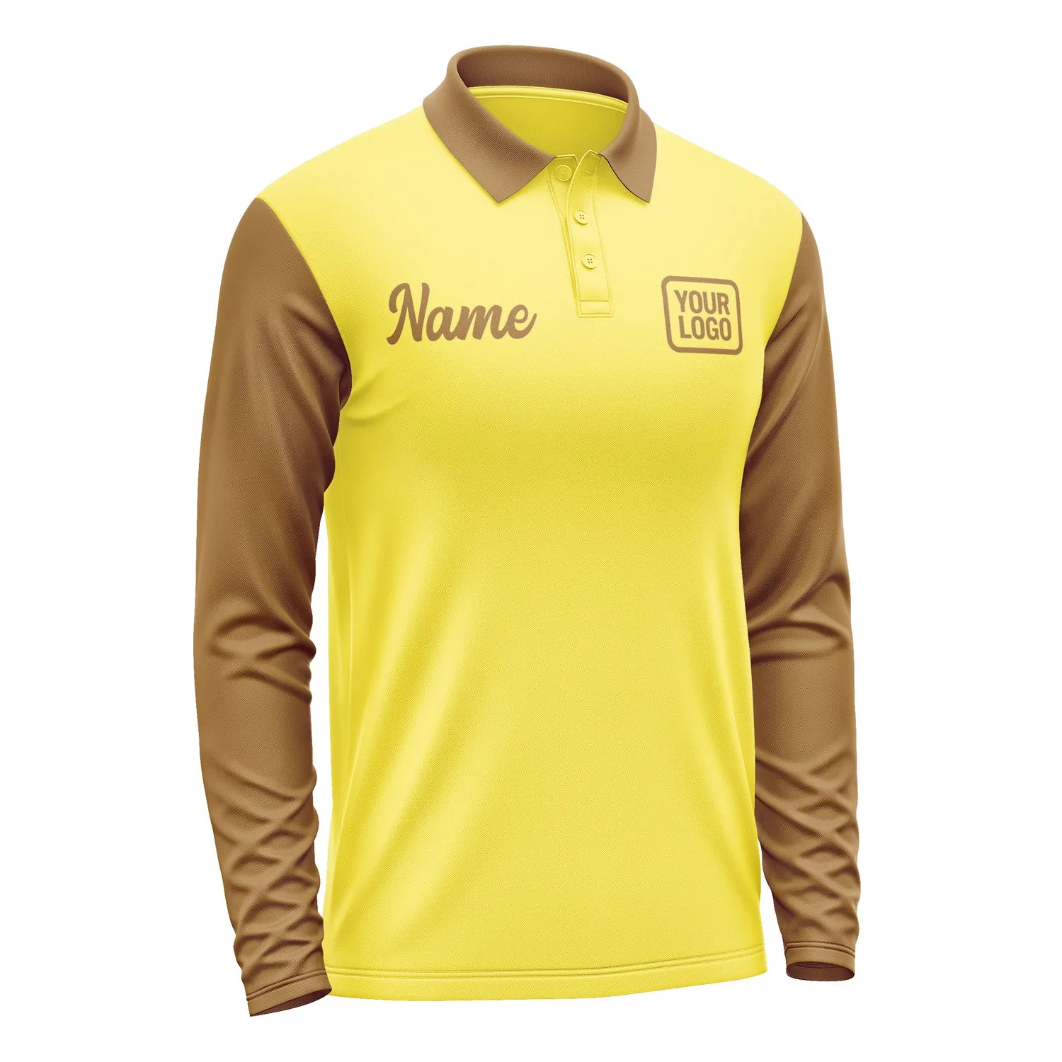 Custom Light Yellow Khaki Long Sleeve Polo Shirt sold by Tailorly product image thumbnail 4