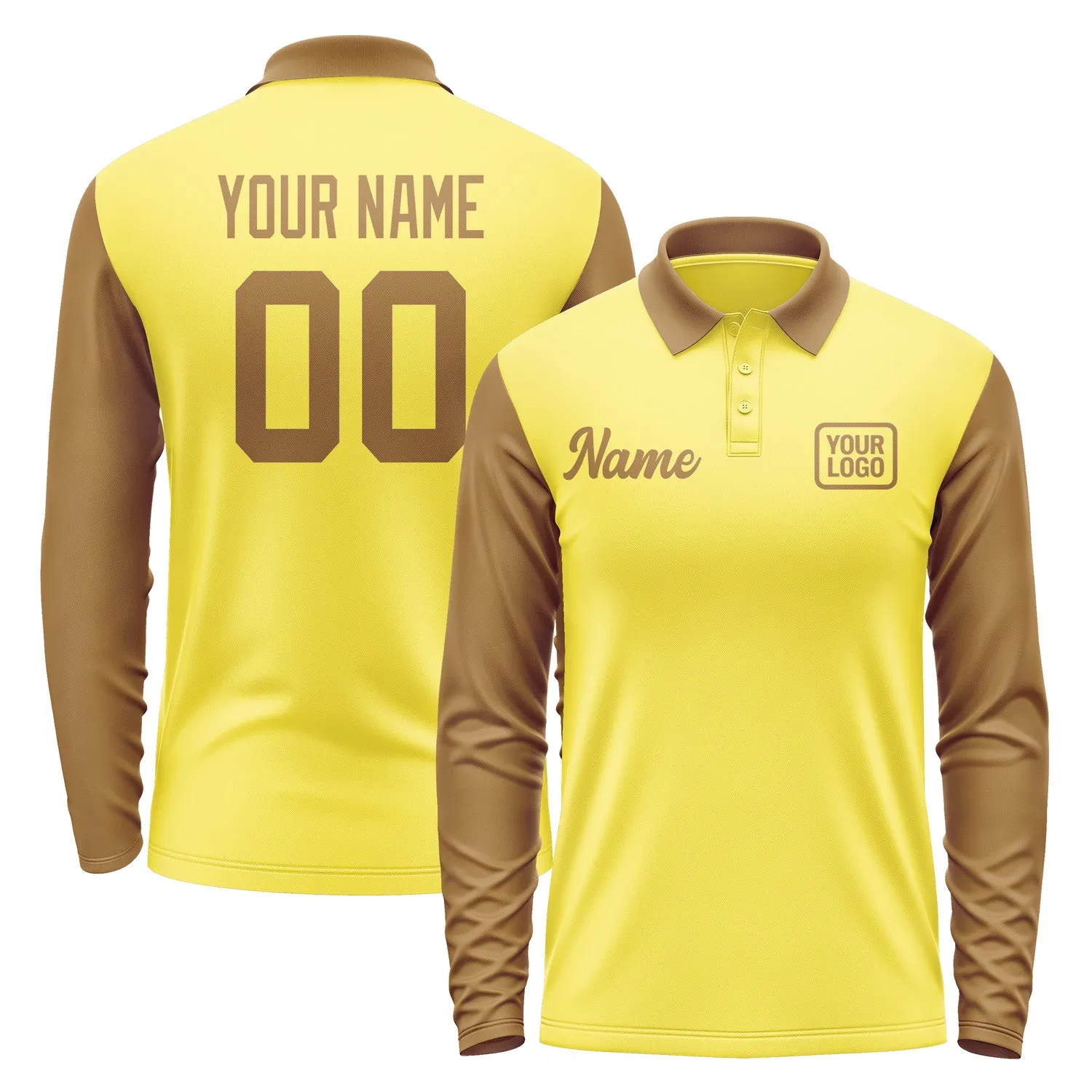 Custom Light Yellow Khaki Long Sleeve Polo Shirt sold by Tailorly