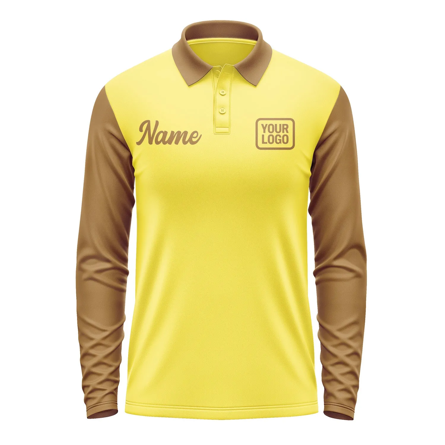 Custom Light Yellow Khaki Long Sleeve Polo Shirt sold by Tailorly product image thumbnail 2