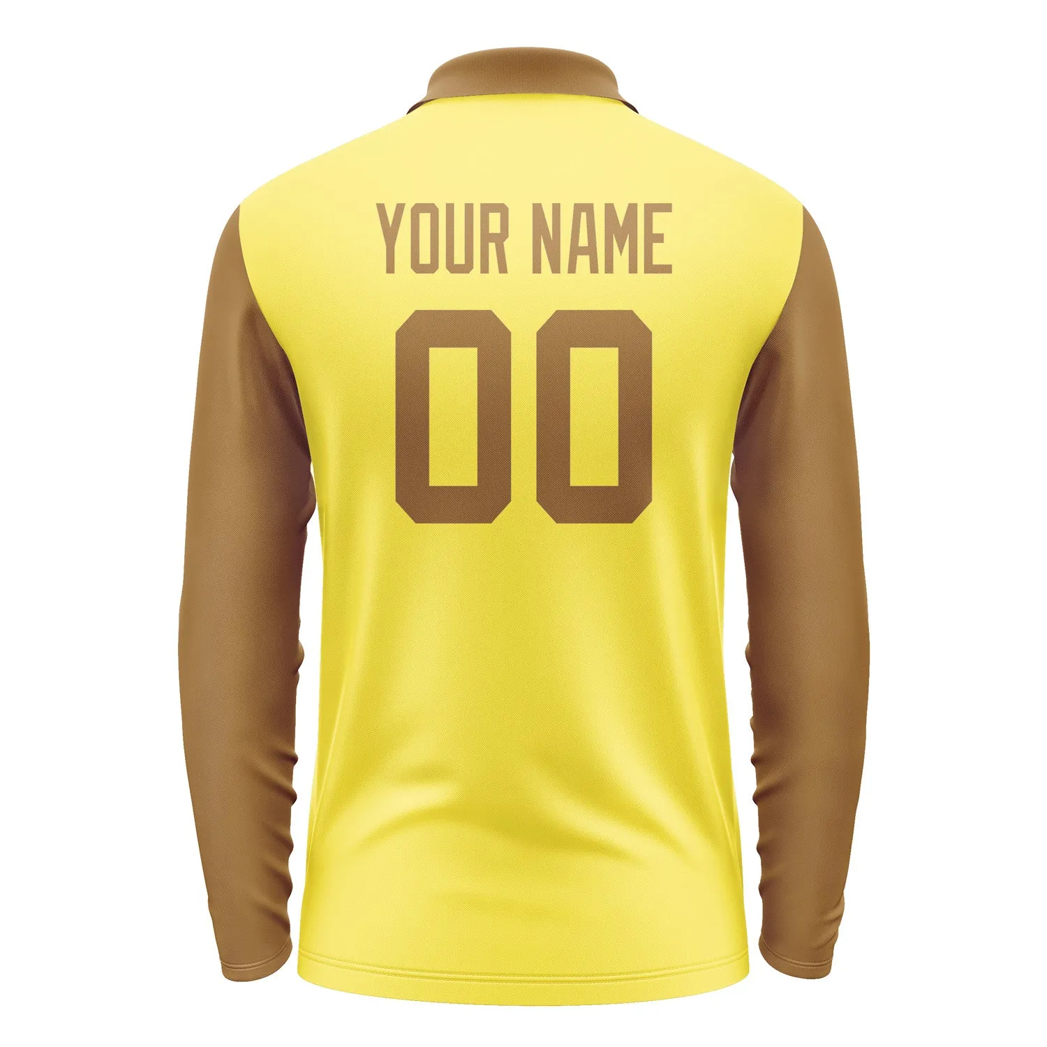 Custom Light Yellow Khaki Long Sleeve Polo Shirt sold by Tailorly product image thumbnail 3