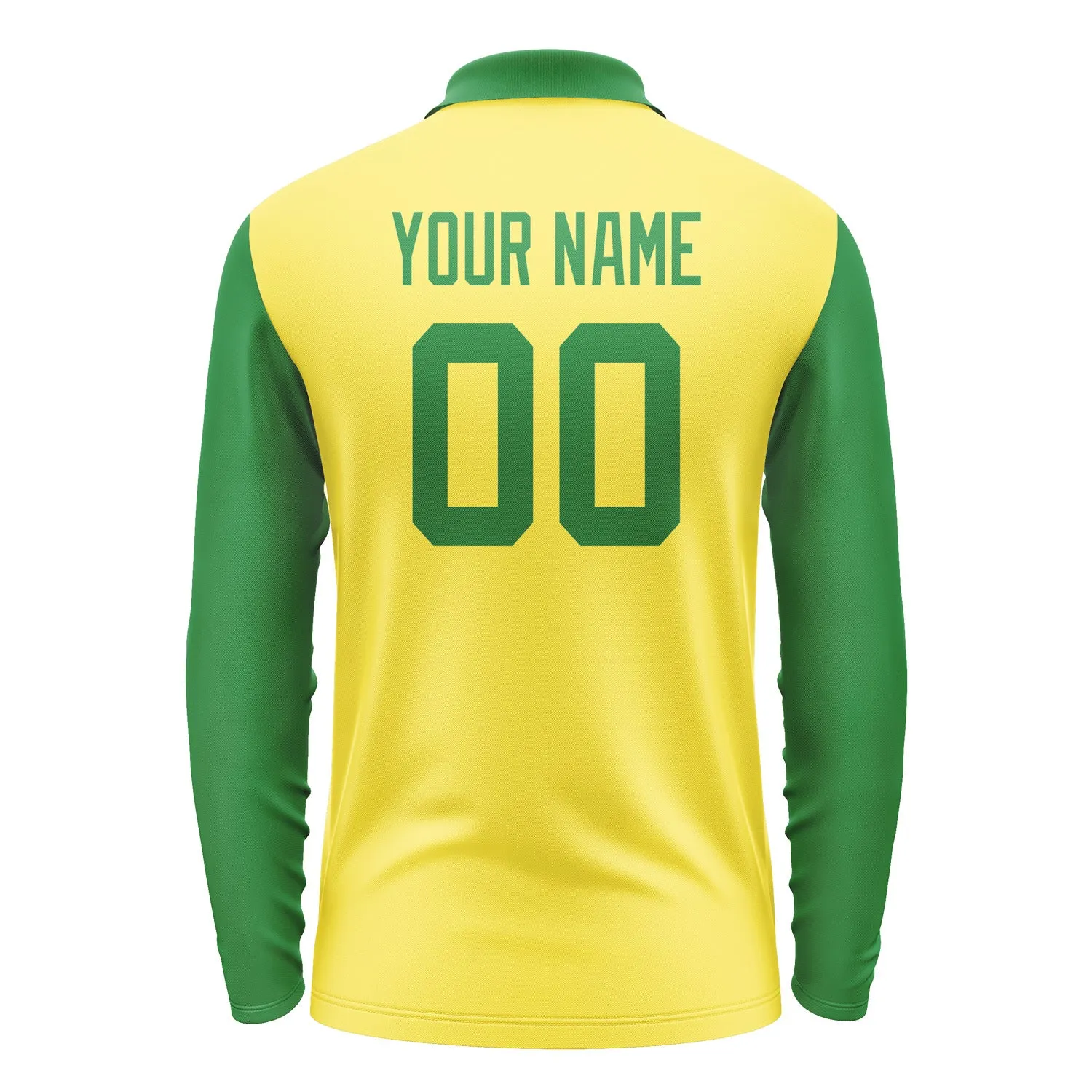 Custom Light Yellow Emerald Green Long Sleeve Polo Shirt sold by Tailorly product image thumbnail 3