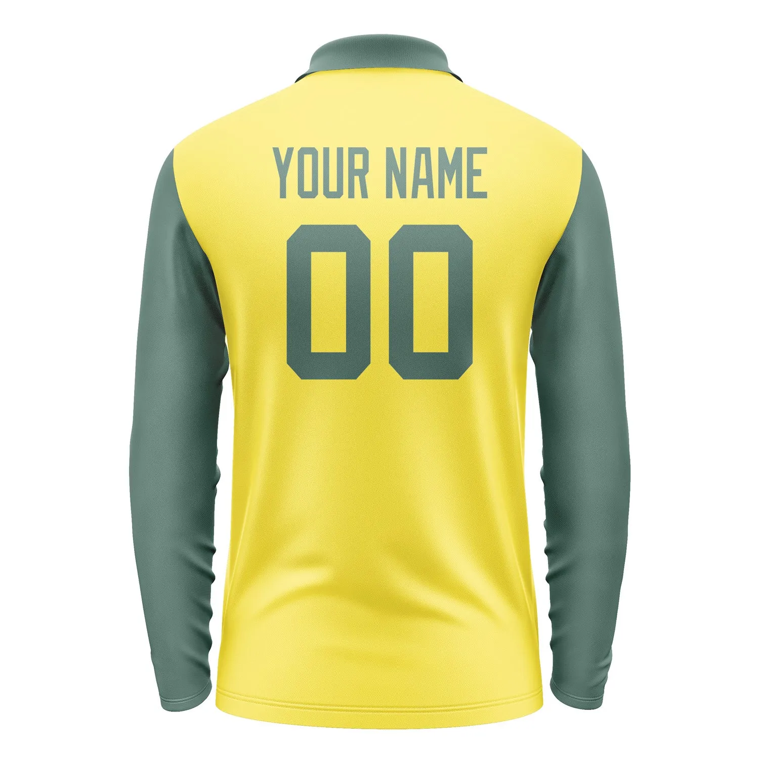 Custom Light Yellow Blue Green Long Sleeve Polo Shirt sold by Tailorly product image thumbnail 3