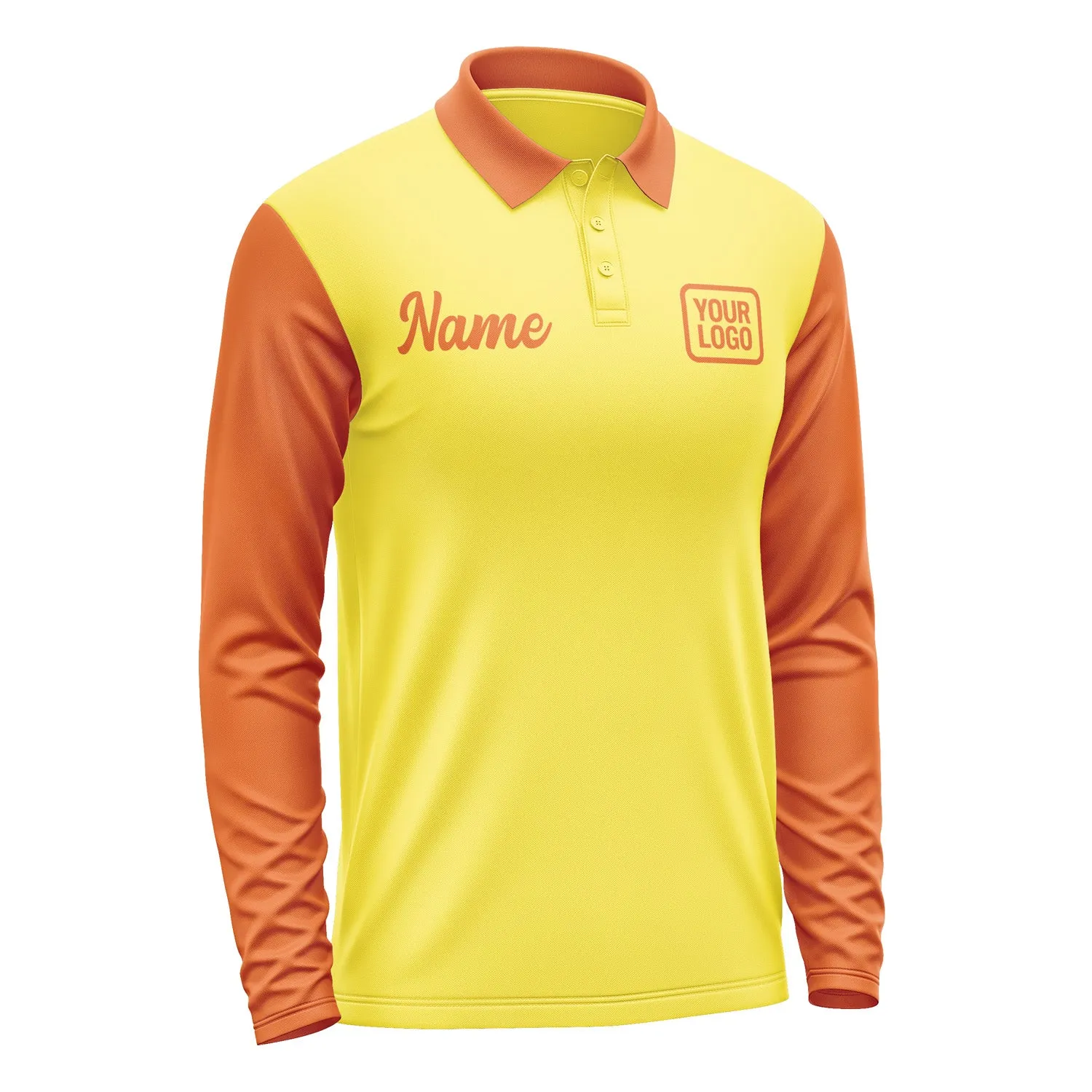 Custom Light Yellow Orange Long Sleeve Polo Shirt sold by Tailorly product image thumbnail 4