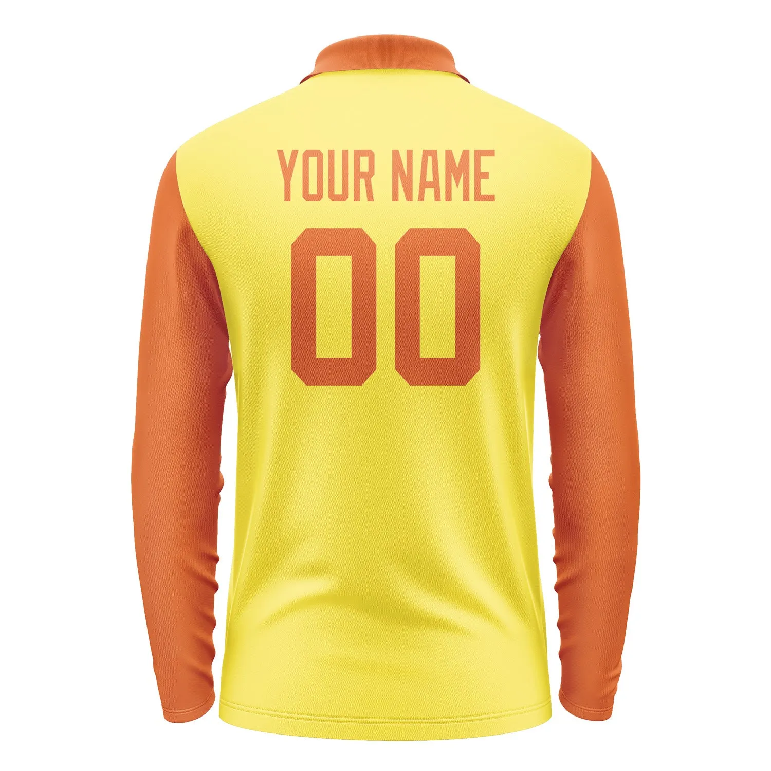 Custom Light Yellow Orange Long Sleeve Polo Shirt sold by Tailorly product image thumbnail 3