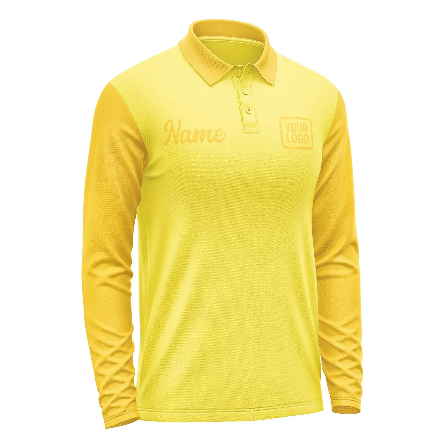 Custom Light Yellow Gold Long Sleeve Polo Shirt sold by Tailorly product image thumbnail 4
