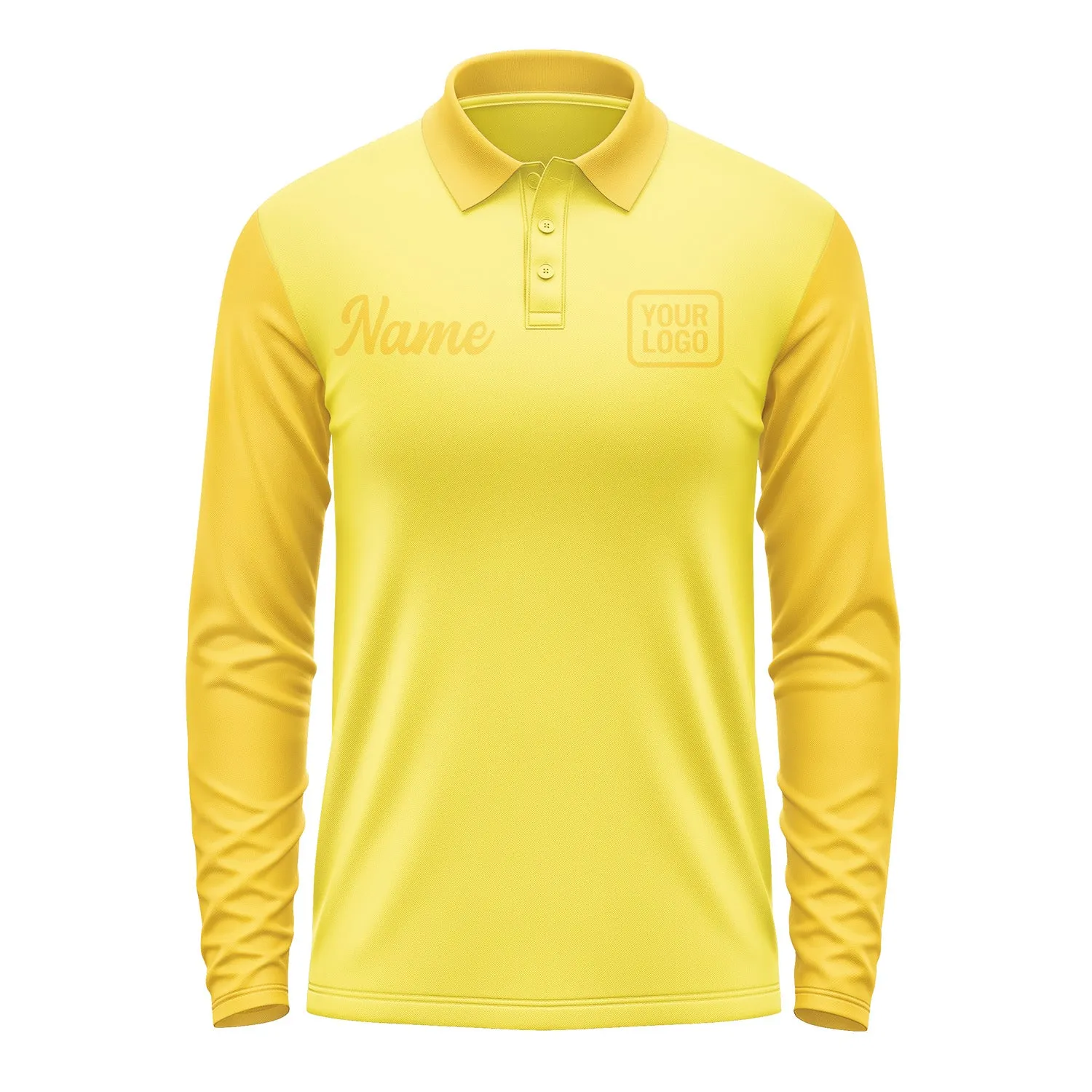 Custom Light Yellow Gold Long Sleeve Polo Shirt sold by Tailorly product image thumbnail 2