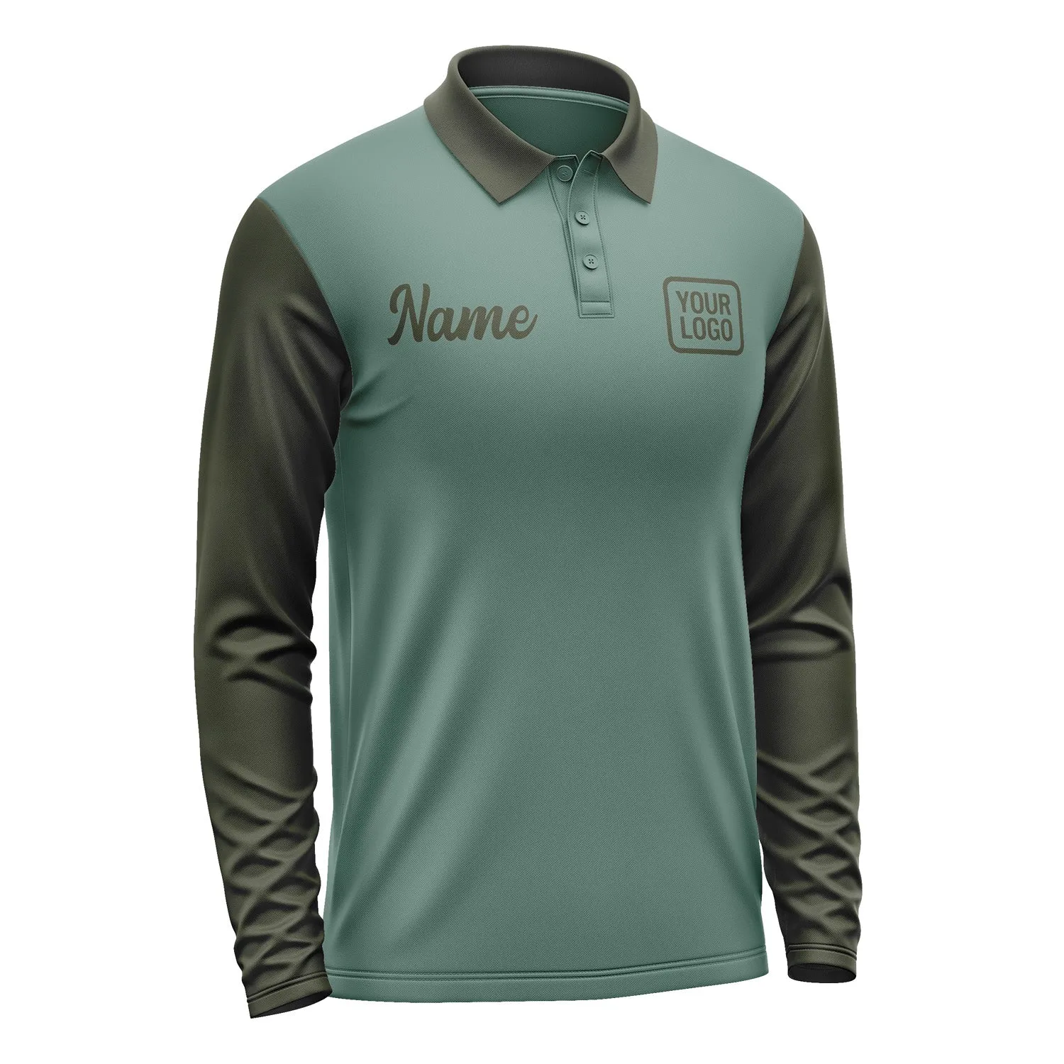 Custom Blue Green Olive Long Sleeve Polo Shirt sold by Tailorly product image thumbnail 4