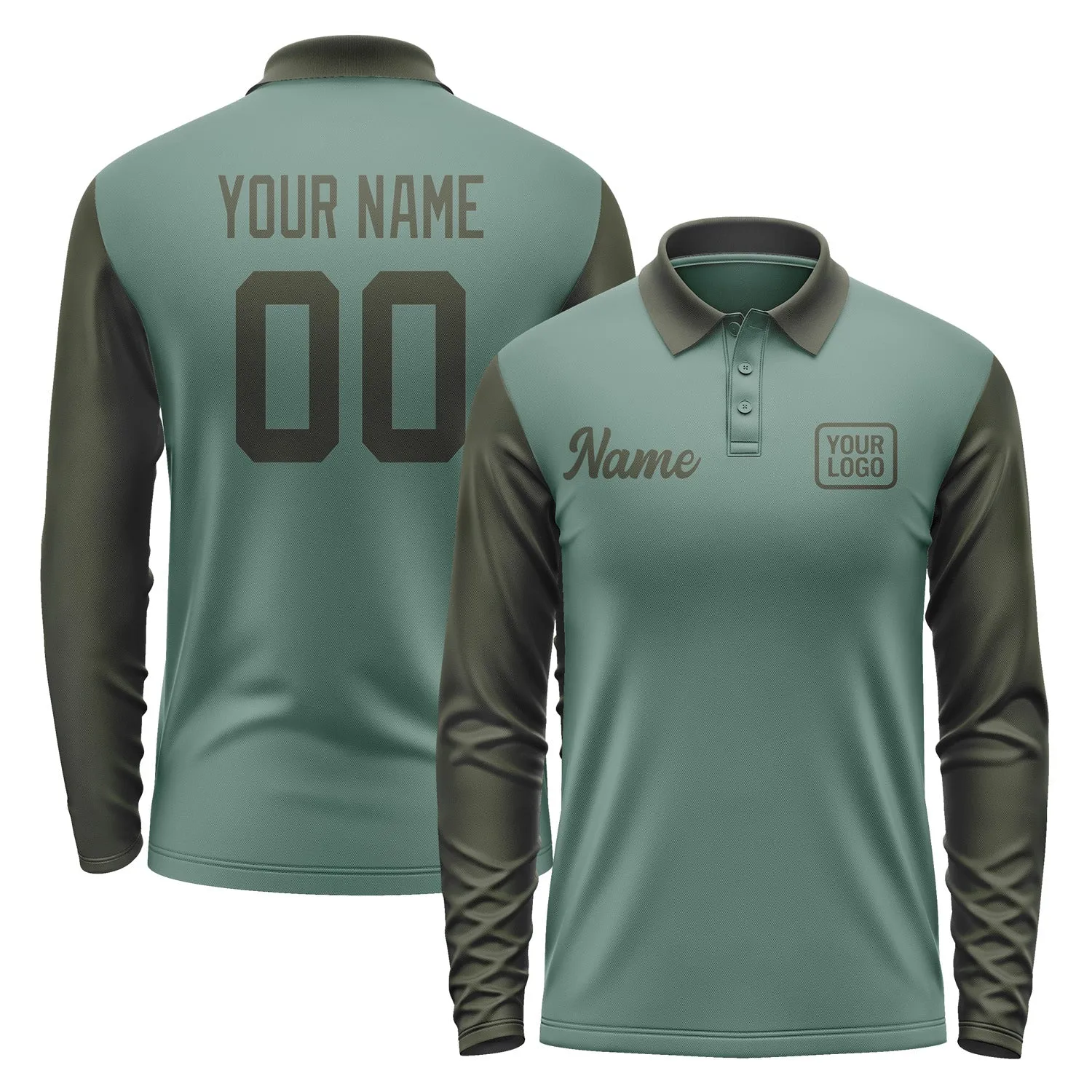 Custom Blue Green Olive Long Sleeve Polo Shirt sold by Tailorly