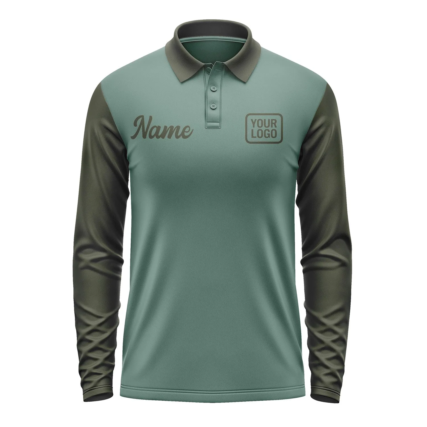 Custom Blue Green Olive Long Sleeve Polo Shirt sold by Tailorly product image thumbnail 2