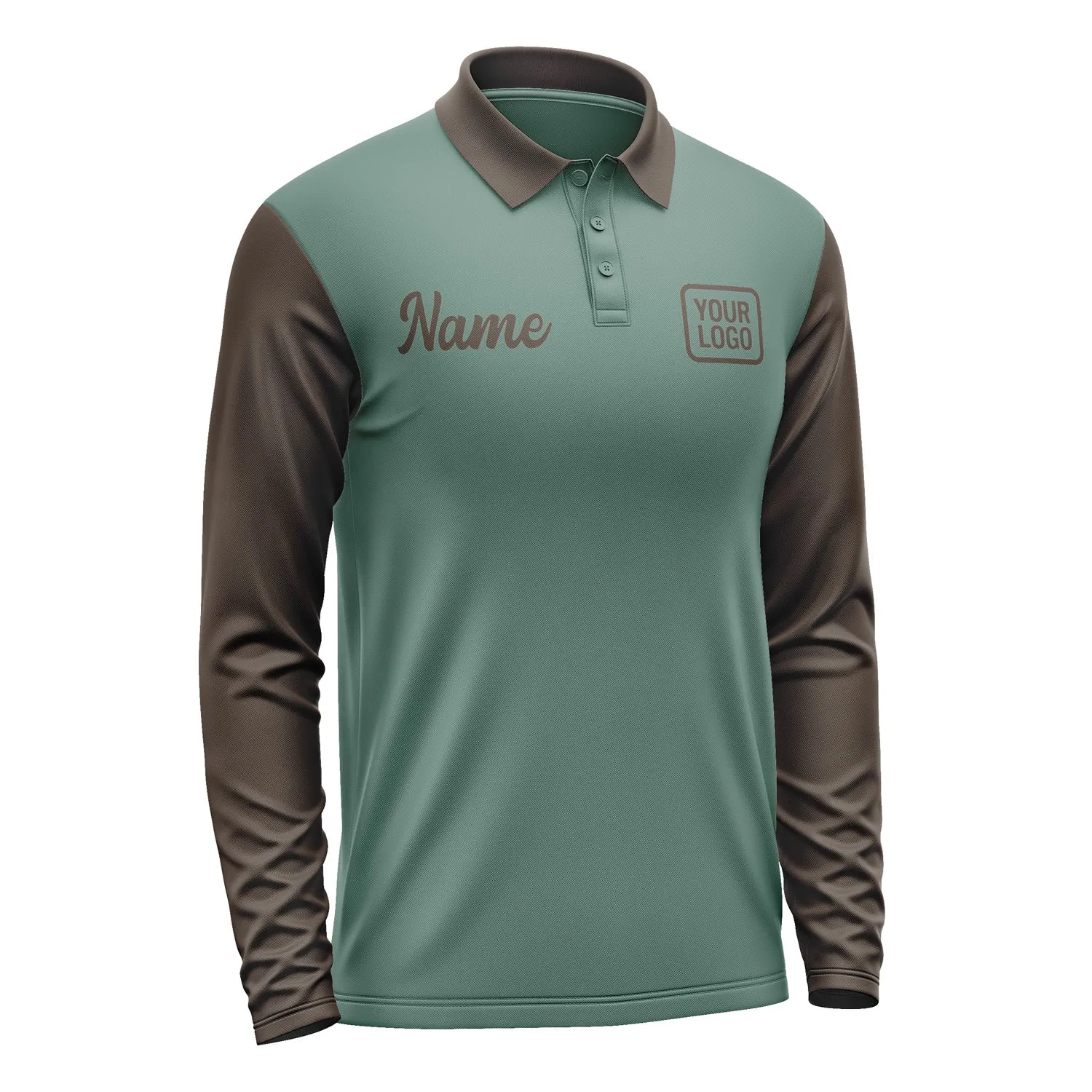 Custom Blue Green Brown Long Sleeve Polo Shirt sold by Tailorly product image thumbnail 4