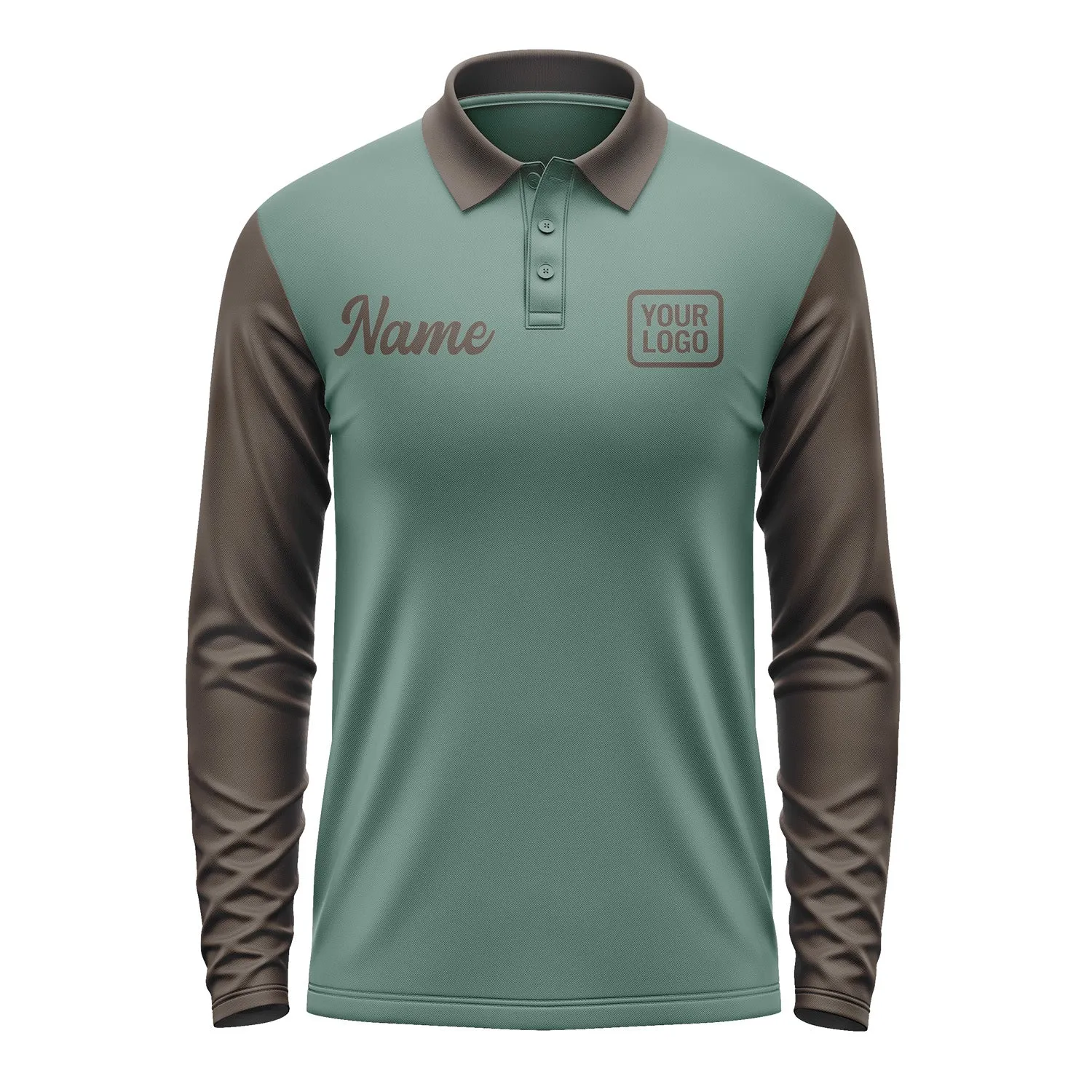 Custom Blue Green Brown Long Sleeve Polo Shirt sold by Tailorly product image thumbnail 2
