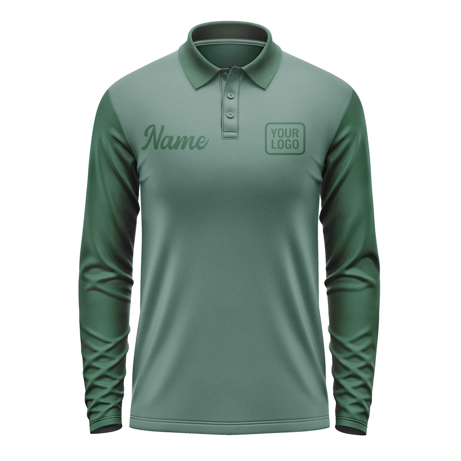 Custom Blue Green Green Long Sleeve Polo Shirt sold by Tailorly product image thumbnail 2