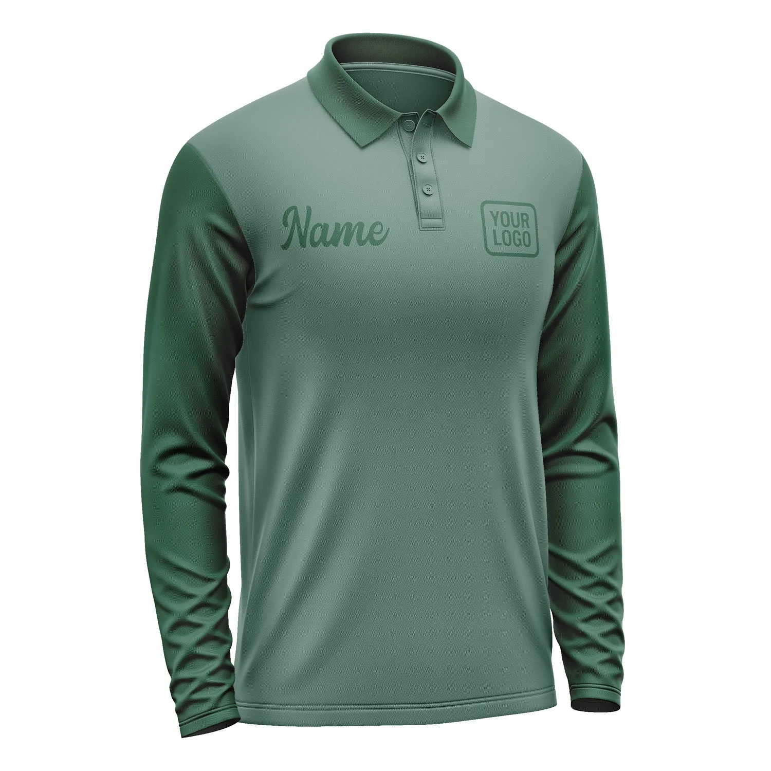 Custom Blue Green Green Long Sleeve Polo Shirt sold by Tailorly product image thumbnail 4