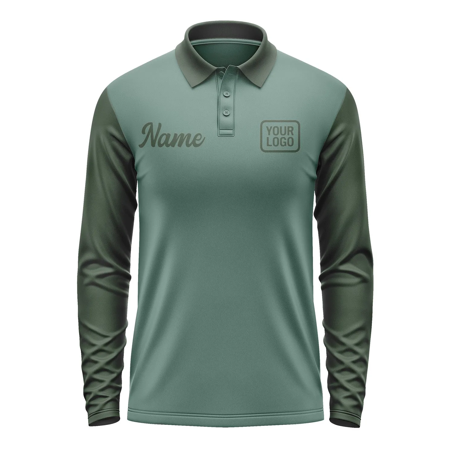 Custom Blue Green Dark Green Long Sleeve Polo Shirt sold by Tailorly product image thumbnail 2