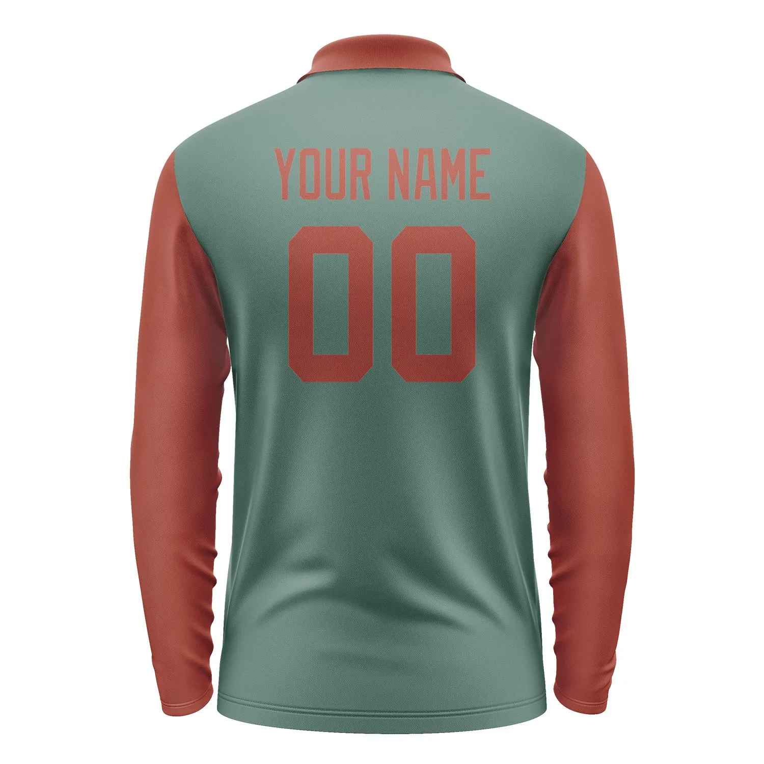 Custom Blue Green Coral Red Long Sleeve Polo Shirt sold by Tailorly product image thumbnail 3