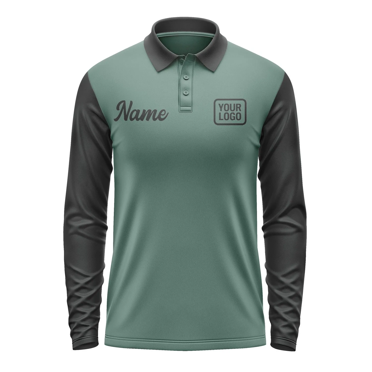 Custom Blue Green Black Long Sleeve Polo Shirt sold by Tailorly product image thumbnail 2