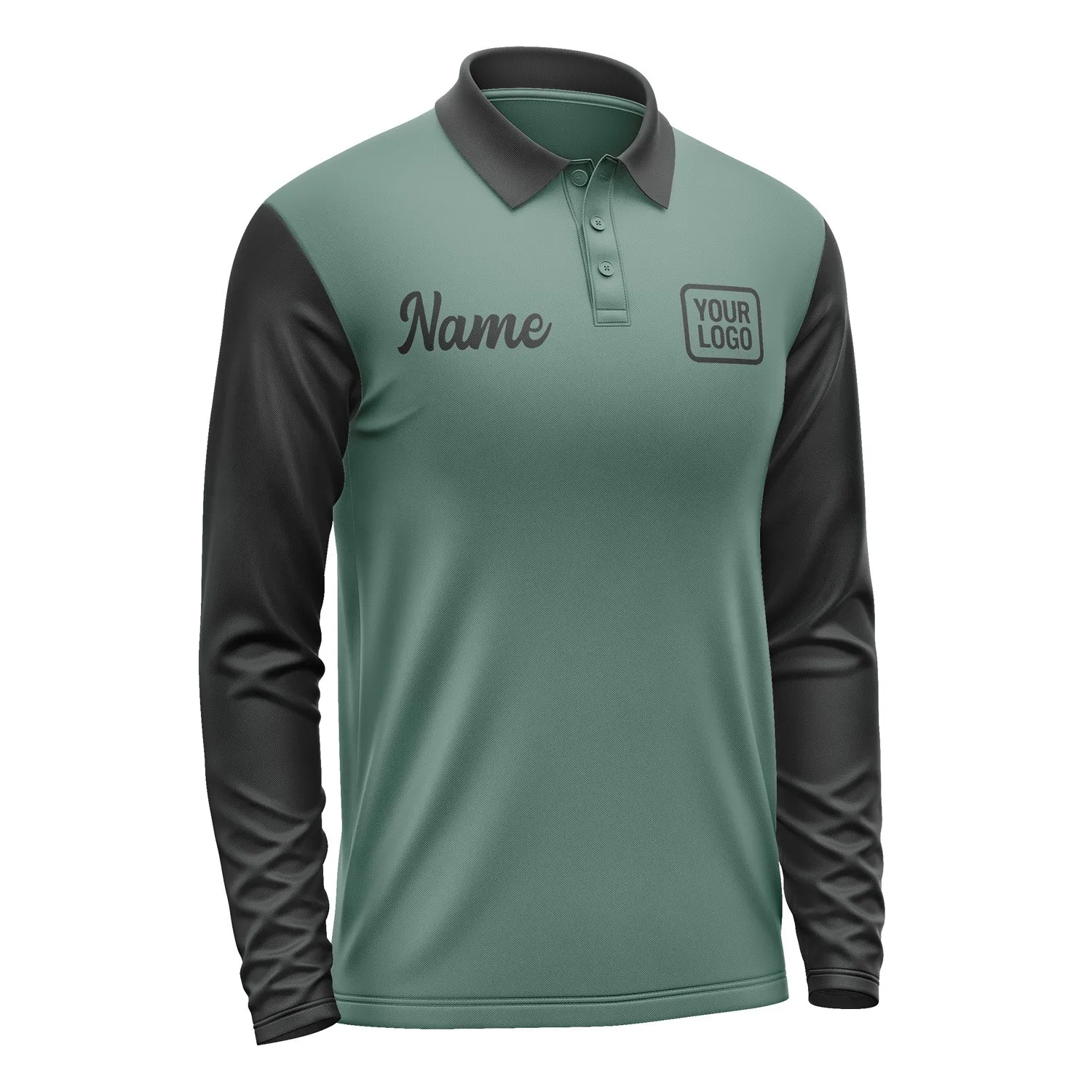 Custom Blue Green Black Long Sleeve Polo Shirt sold by Tailorly product image thumbnail 4