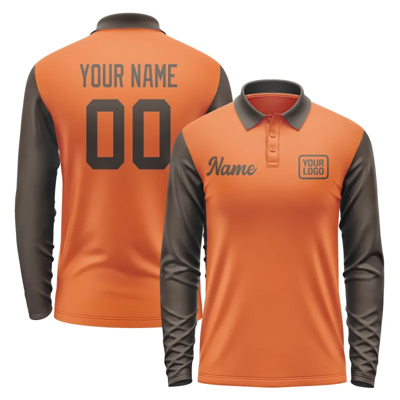 Custom Orange Brown Long Sleeve Polo Shirt sold by Tailorly