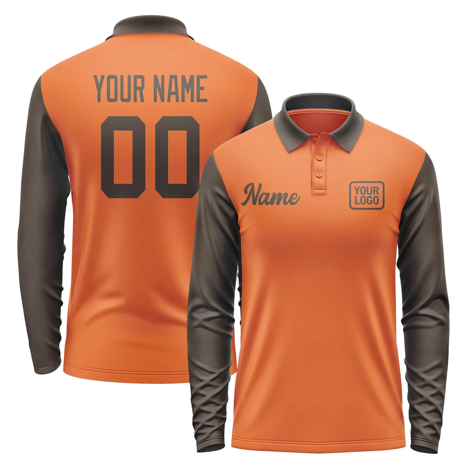 Custom Orange Brown Long Sleeve Polo Shirt sold by Tailorly