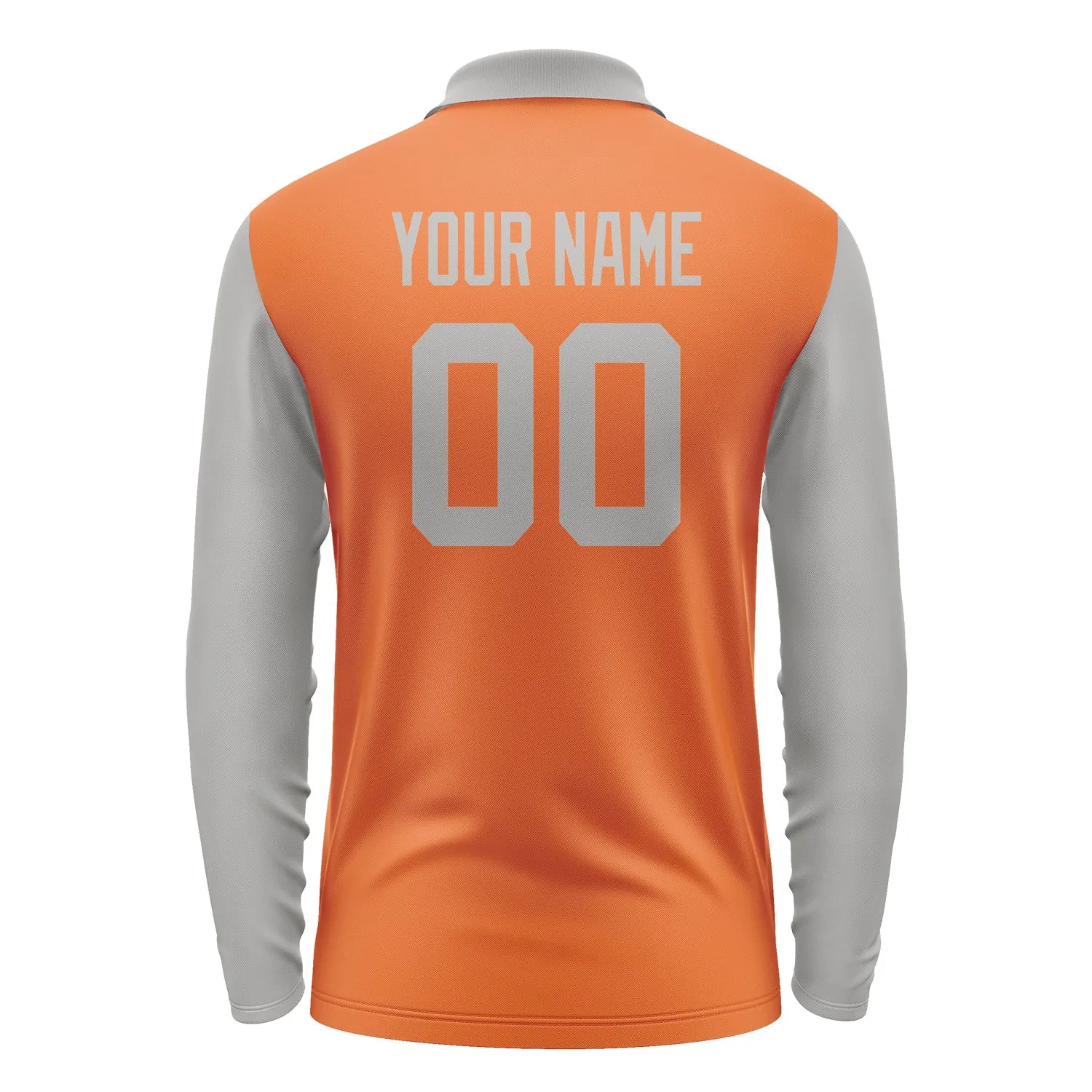 Custom Orange Gray Long Sleeve Polo Shirt sold by Tailorly product image thumbnail 3