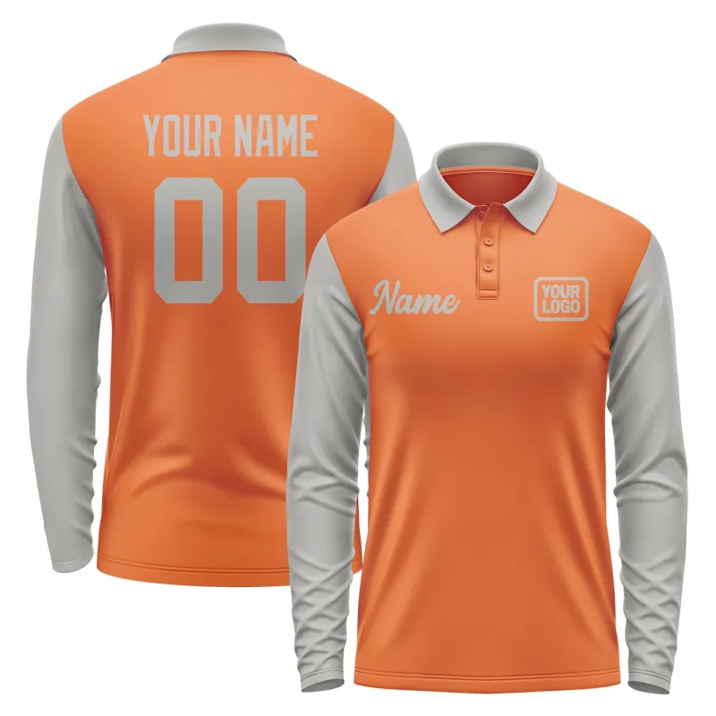 Custom Orange Gray Long Sleeve Polo Shirt sold by Tailorly