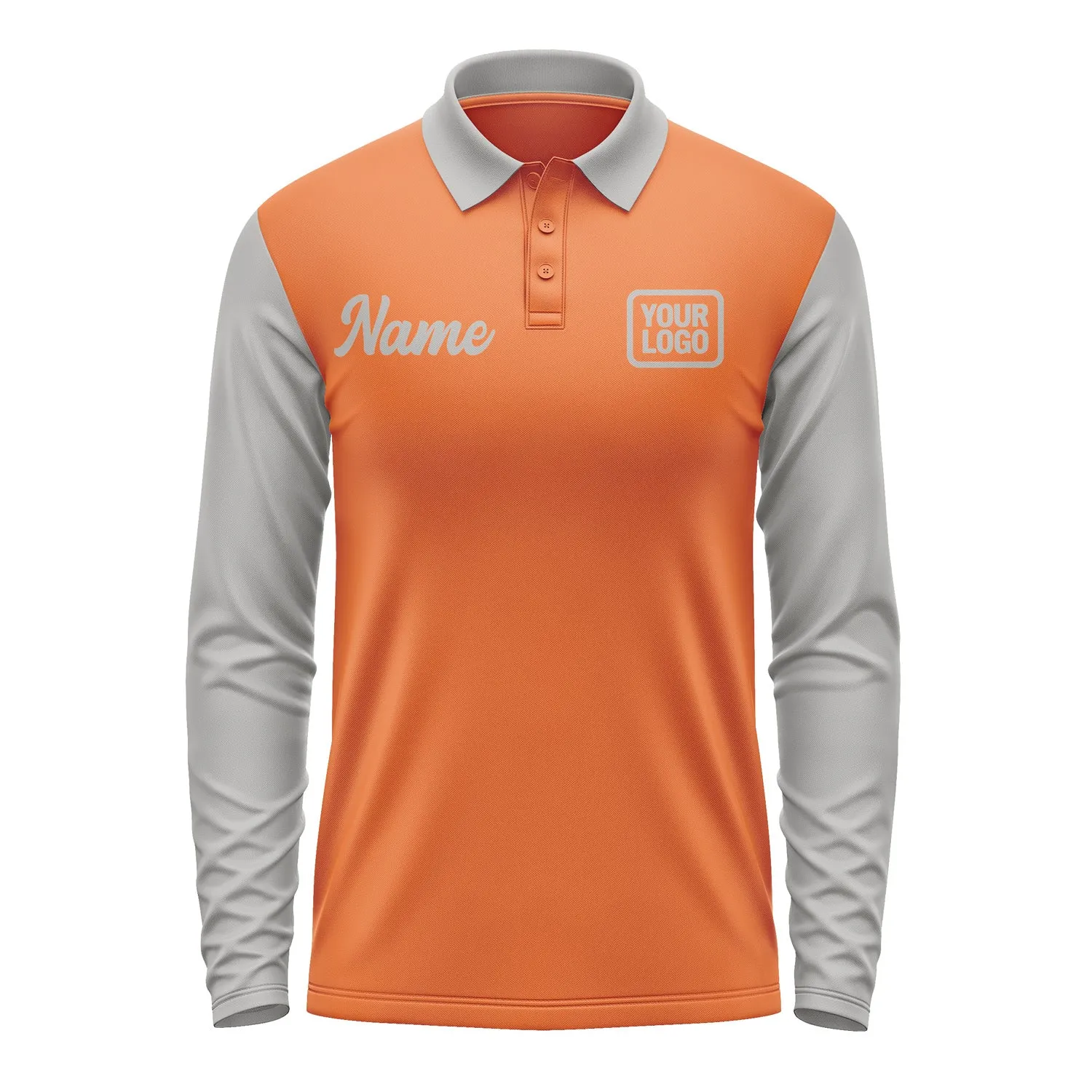 Custom Orange Gray Long Sleeve Polo Shirt sold by Tailorly product image thumbnail 2