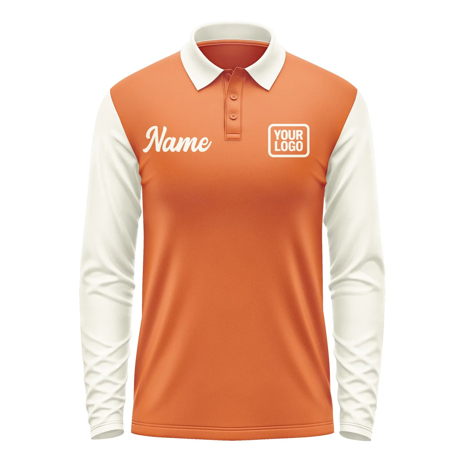 Custom Orange Cream Long Sleeve Polo Shirt sold by Tailorly product image thumbnail 2