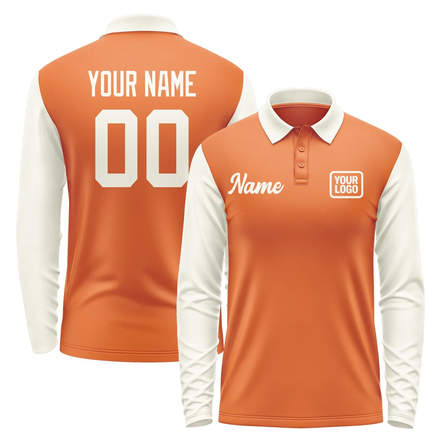 Custom Orange Cream Long Sleeve Polo Shirt sold by Tailorly