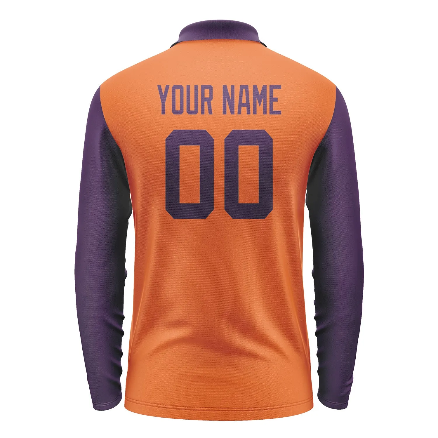 Custom Orange Purple Long Sleeve Polo Shirt sold by Tailorly product image thumbnail 3