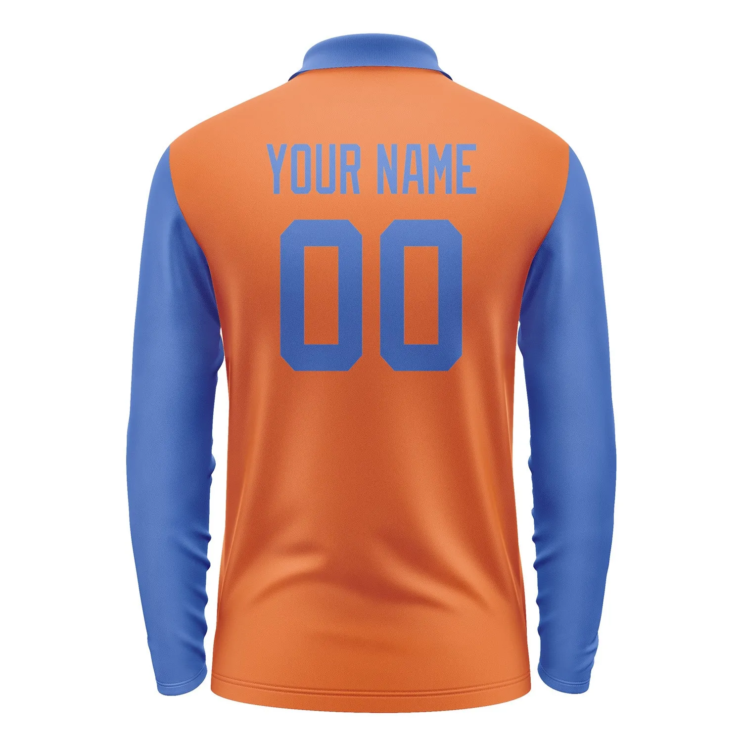 Custom Orange Sky Blue Long Sleeve Polo Shirt sold by Tailorly product image thumbnail 3
