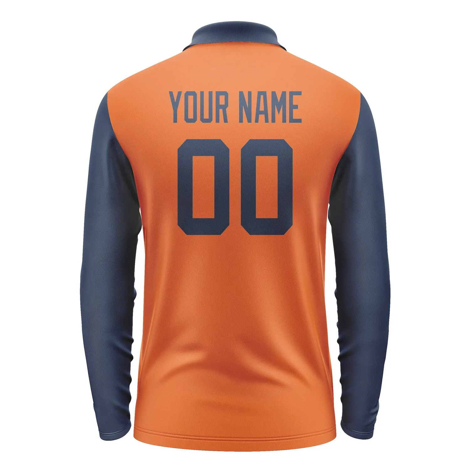 Custom Orange Blue Long Sleeve Polo Shirt sold by Tailorly product image thumbnail 3