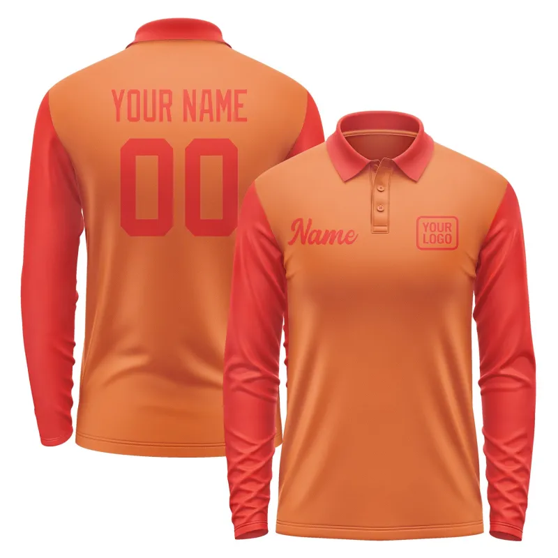Custom Orange Orange Red Long Sleeve Polo Shirt sold by Tailorly