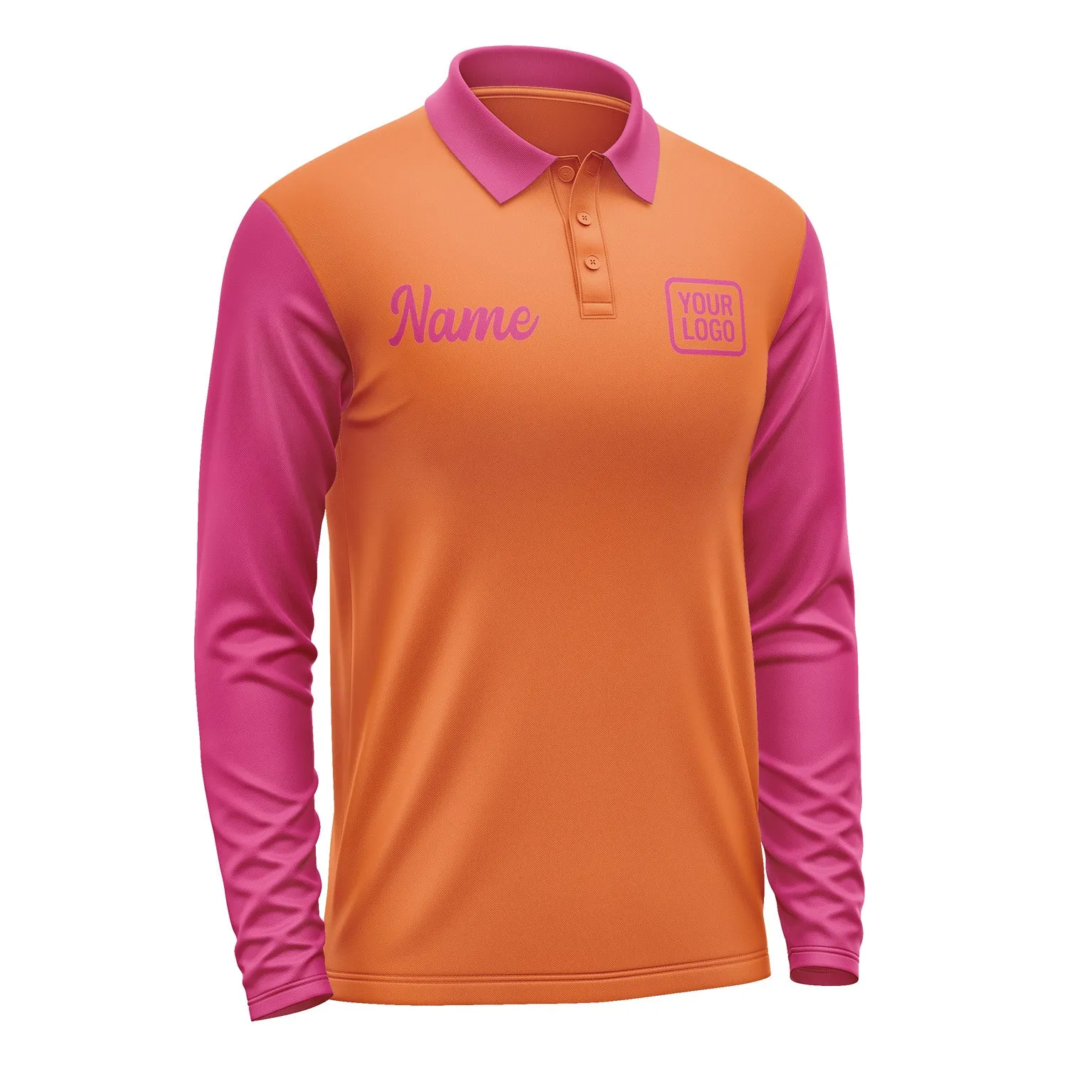 Custom Orange Pink Long Sleeve Polo Shirt sold by Tailorly product image thumbnail 4