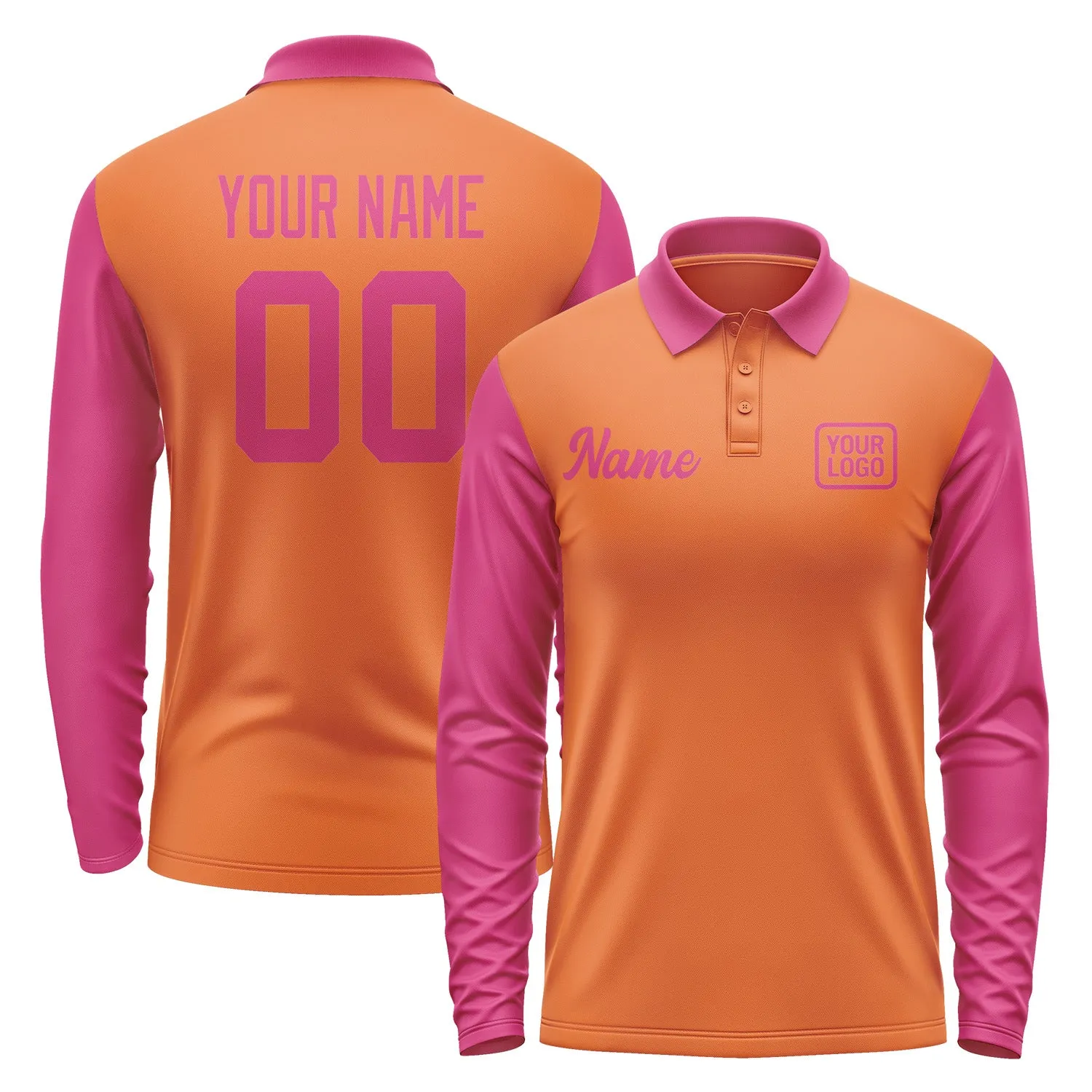 Custom Orange Pink Long Sleeve Polo Shirt sold by Tailorly