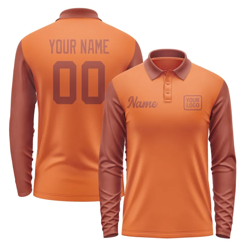 Custom Orange Coral Red Long Sleeve Polo Shirt sold by Tailorly