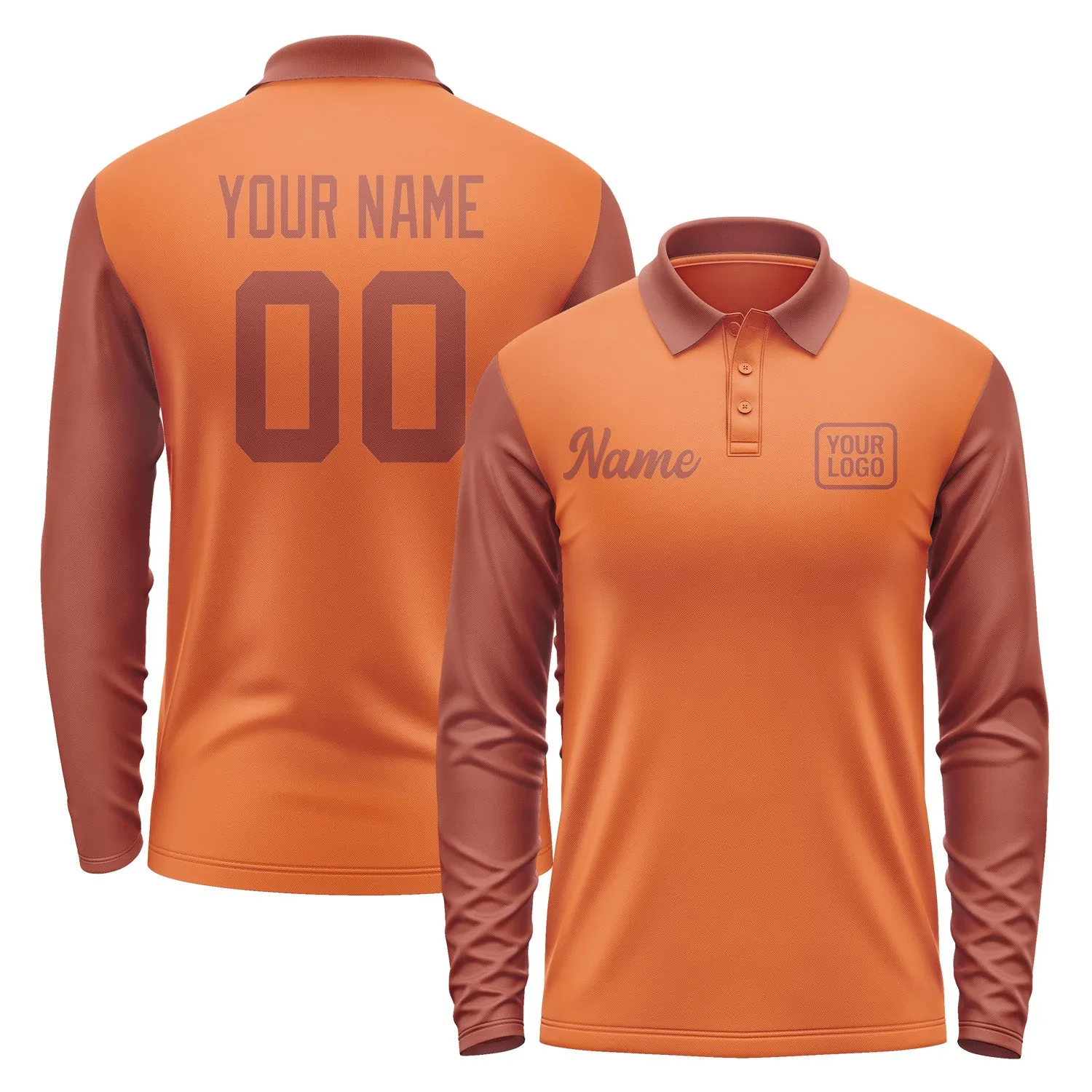 Custom Orange Coral Red Long Sleeve Polo Shirt sold by Tailorly