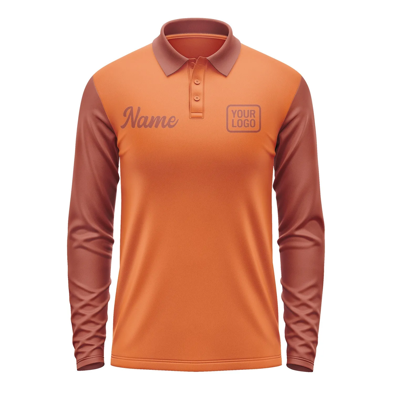 Custom Orange Coral Red Long Sleeve Polo Shirt sold by Tailorly product image thumbnail 2