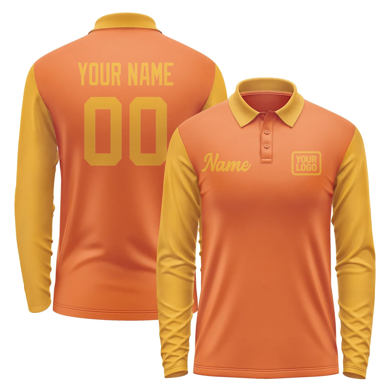Custom Orange Yellow Long Sleeve Polo Shirt sold by Tailorly